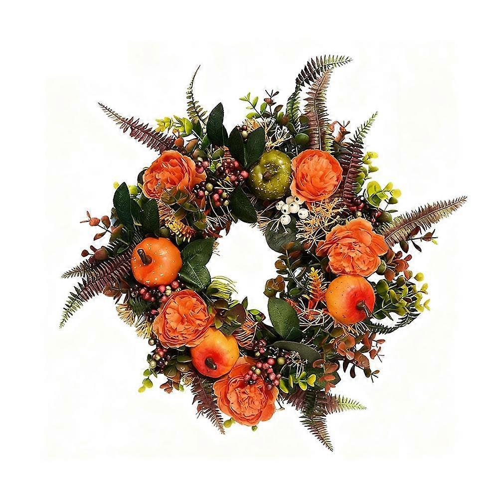 Harvest Welcome Wreath - Elegant Pumpkin Peony Design For Thanksgiving & Festival