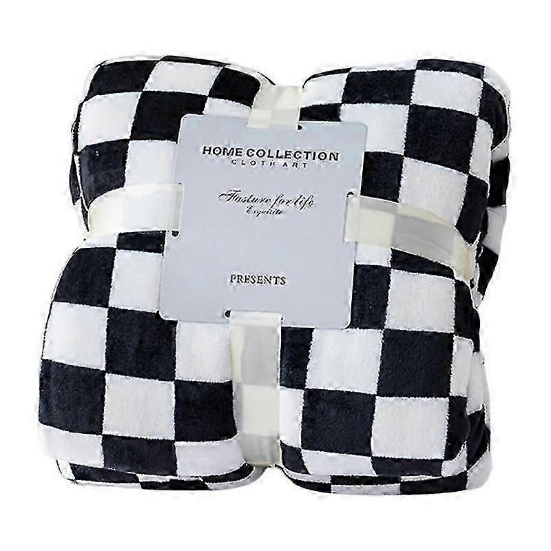 Jeter Couverture Checkerboard Design Coldproof Polyester Chambre Lit Hiver Chaud Flanelle Couverture Sleepi