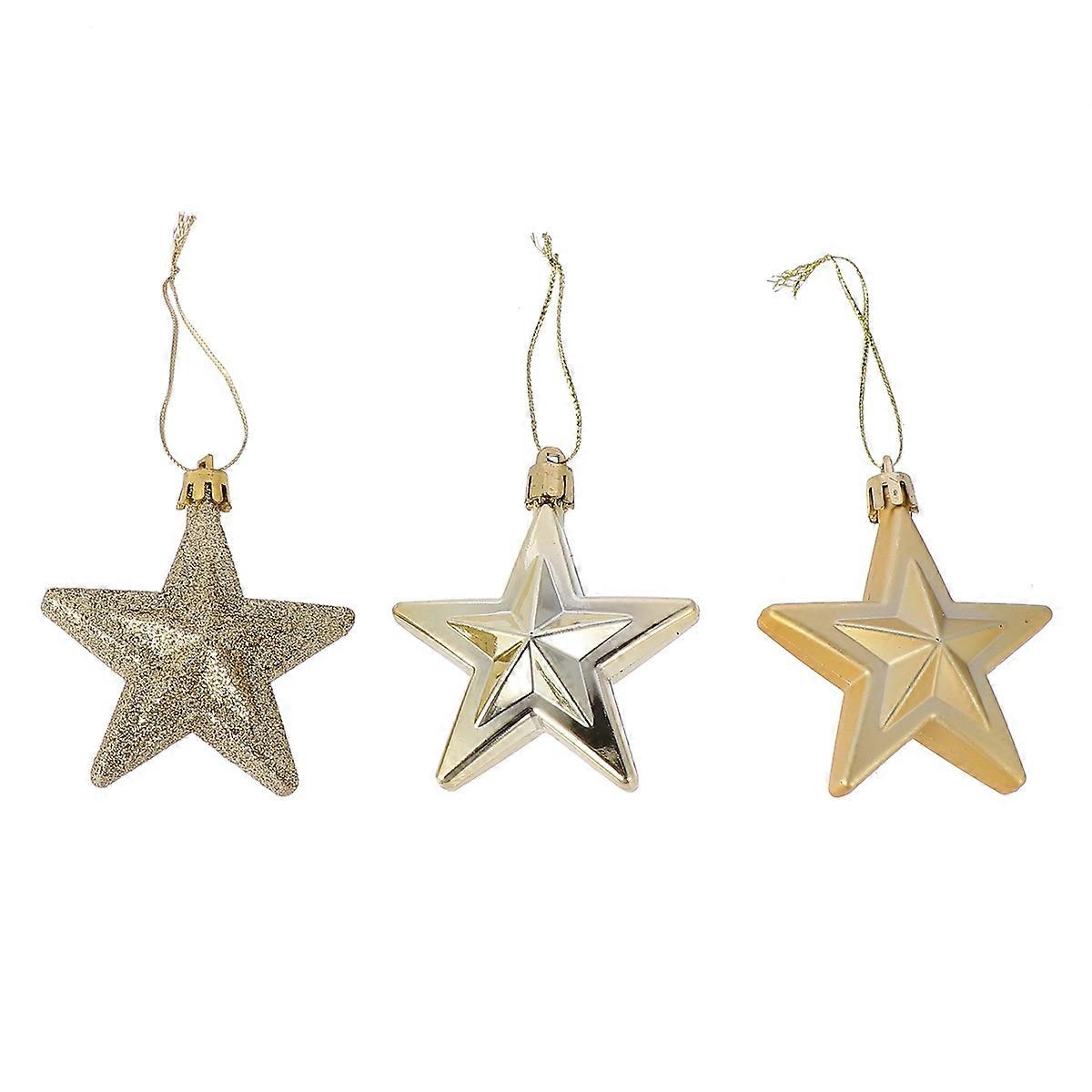 Christmas Tree Star Decor Plastic Hanging Star for Decoration 18Pcs