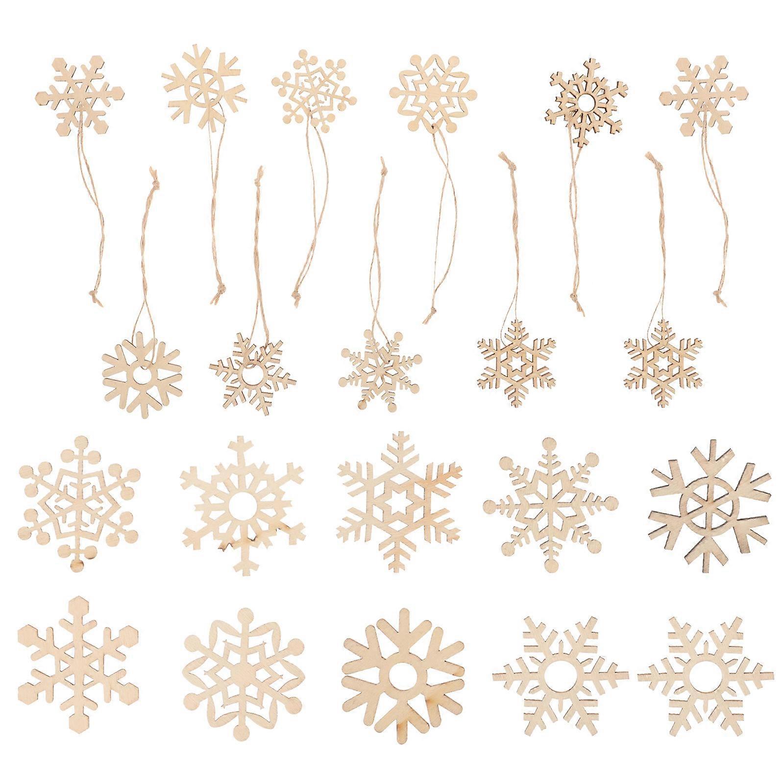 Wooden Snowflake Hanging Ornament for Christmas Tree 3Sets Khaki Color