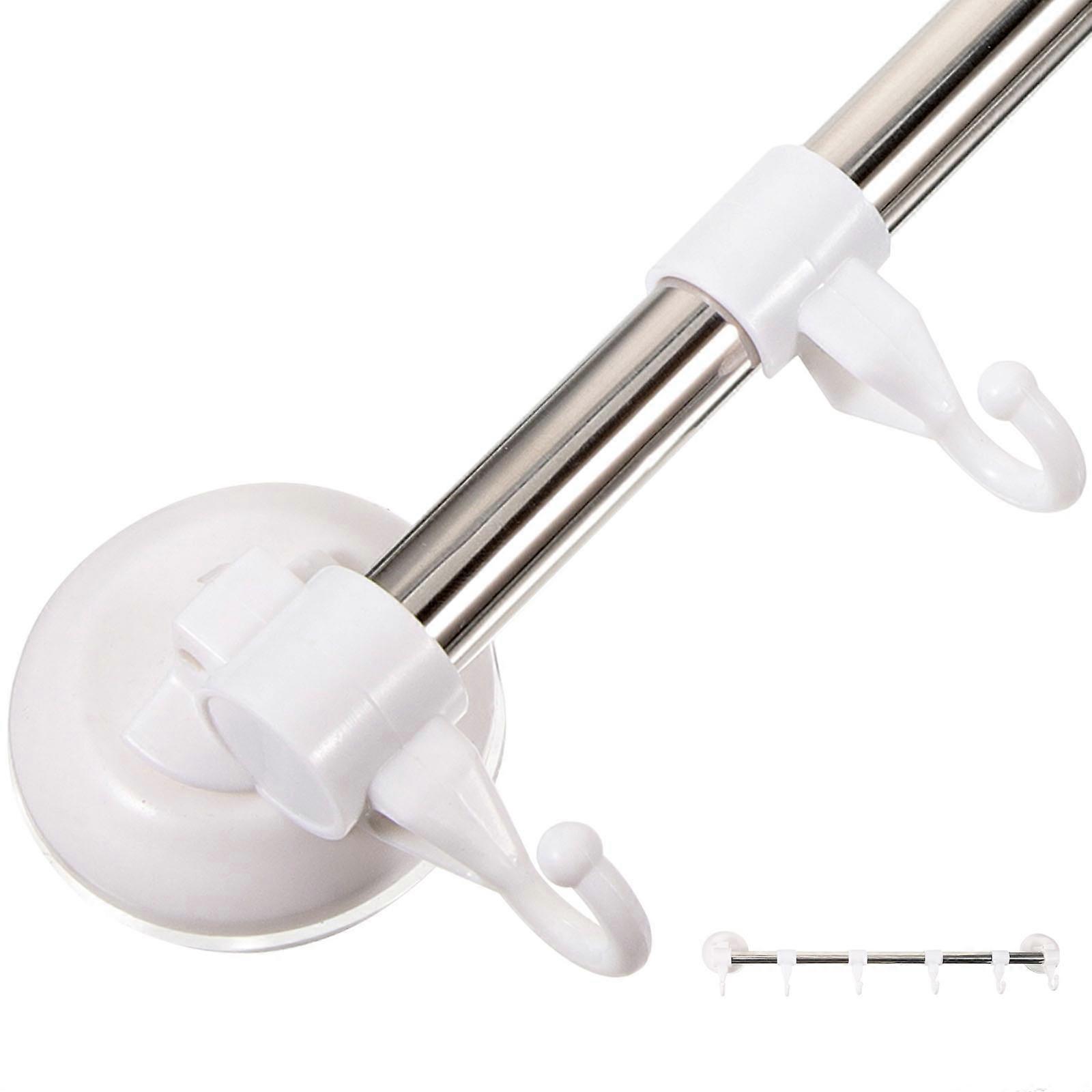 Wall Mount Towel Hanger 3Pcs For Bathroom Accessories With 6 Hooks In White Color Featuring Suction Cup Mounting