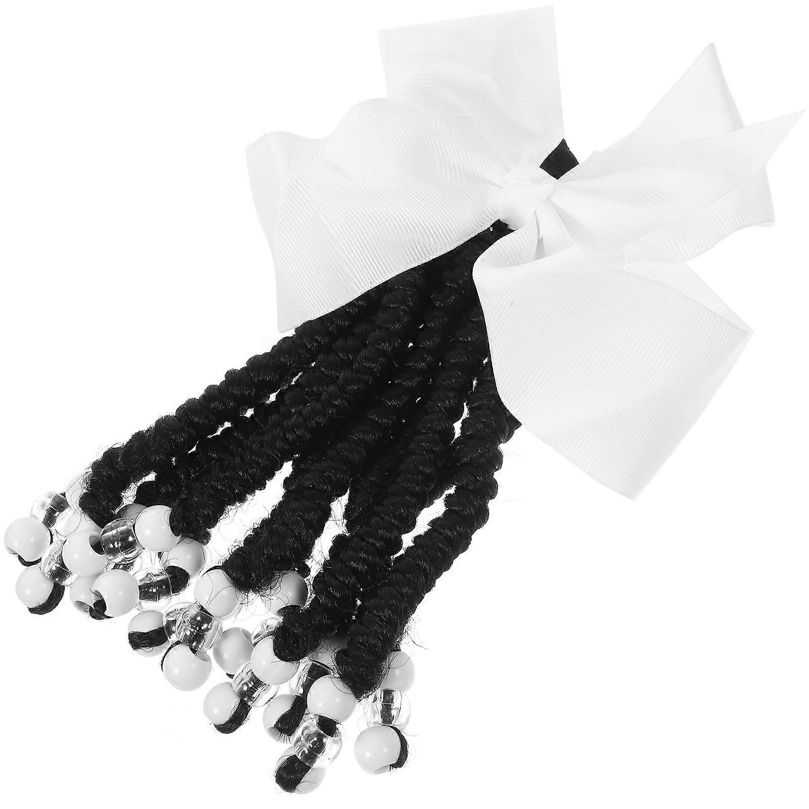 Long Braided Ponytail Extension Beaded Design Other Occasions Stylish White Synthetic 1Piece