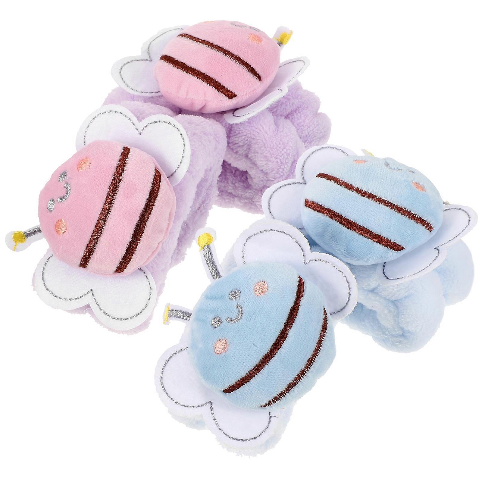 Flannel Bee Shaped Wristbands for Water Absorption 16Pcs Spa Wristband Set