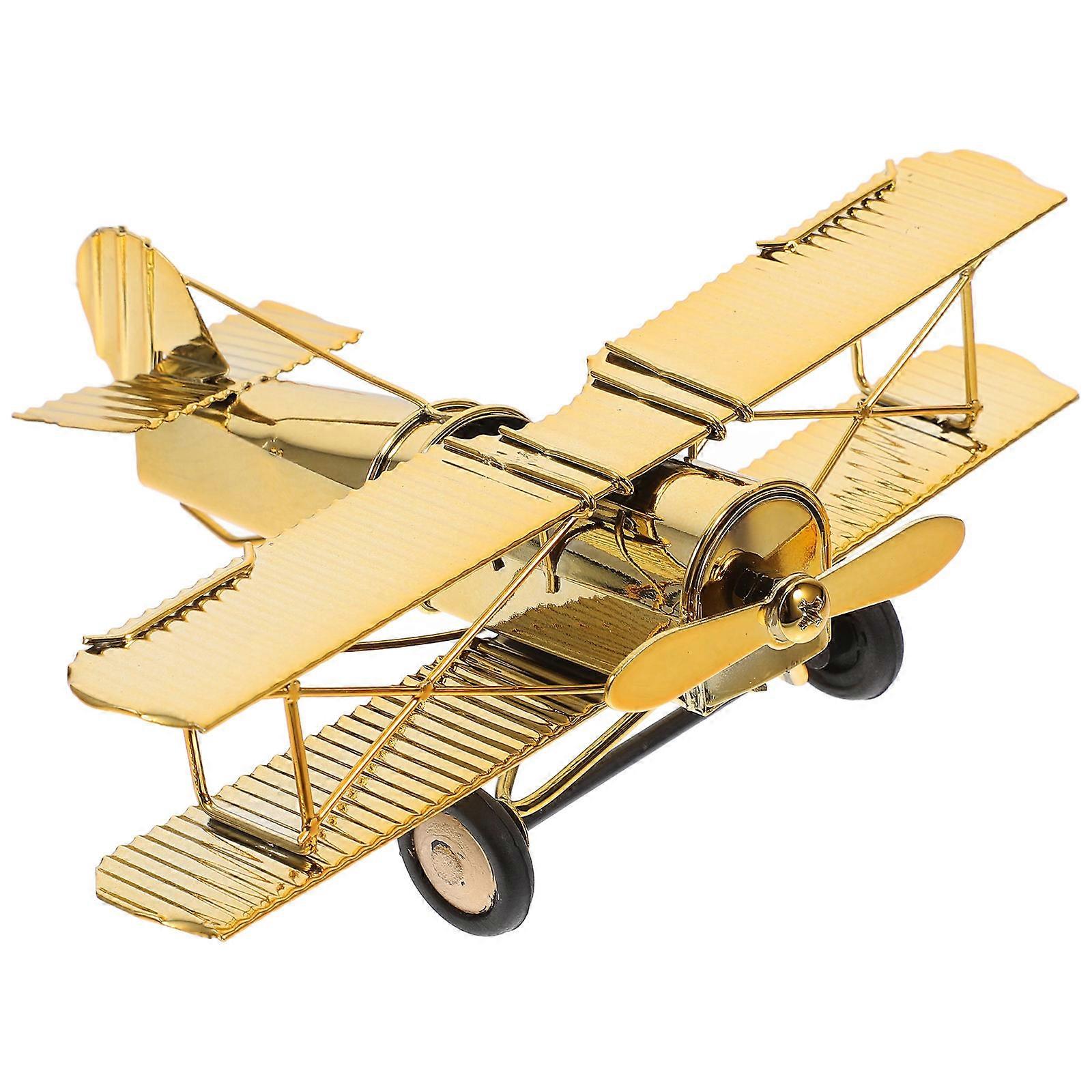 Vintage Model Airplane Metal Iron Biplane for Decoration 3Pcs Display