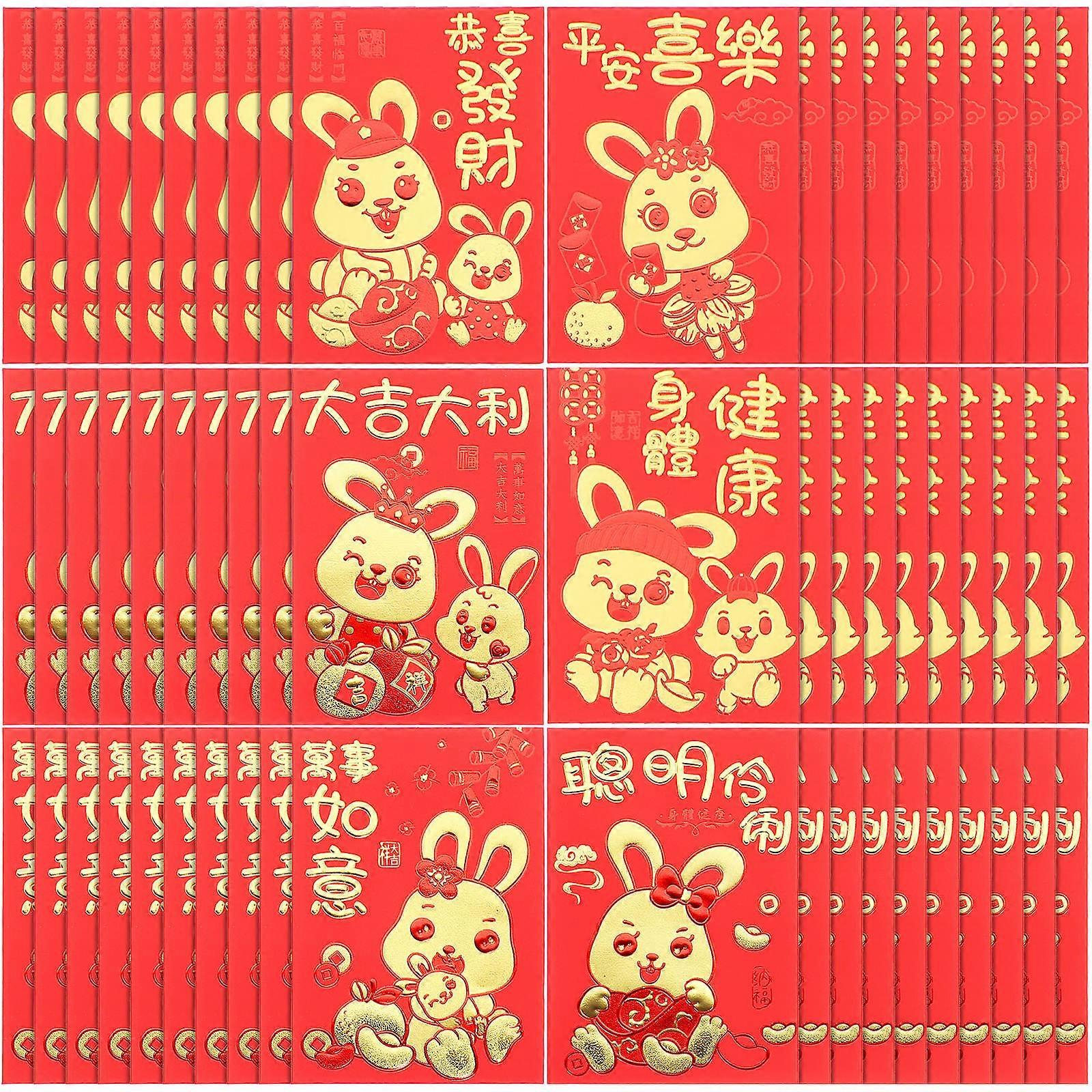Spring Festival Red Packet for Storage Use 180Pcs Red Rabbit Year Packets