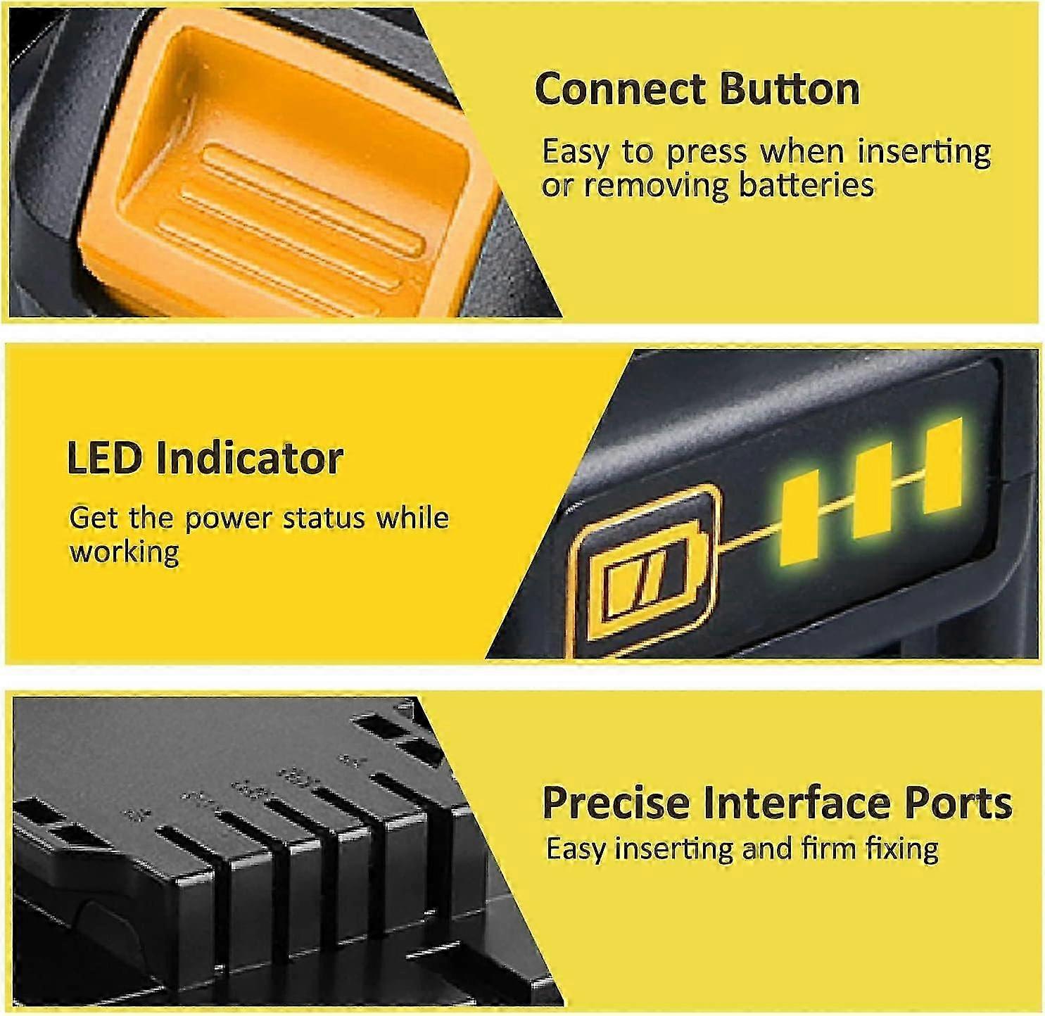 2Pack Replacement Battery & Charger for Dewalt - DCB184 with 4A Charging Speed for DCB Series