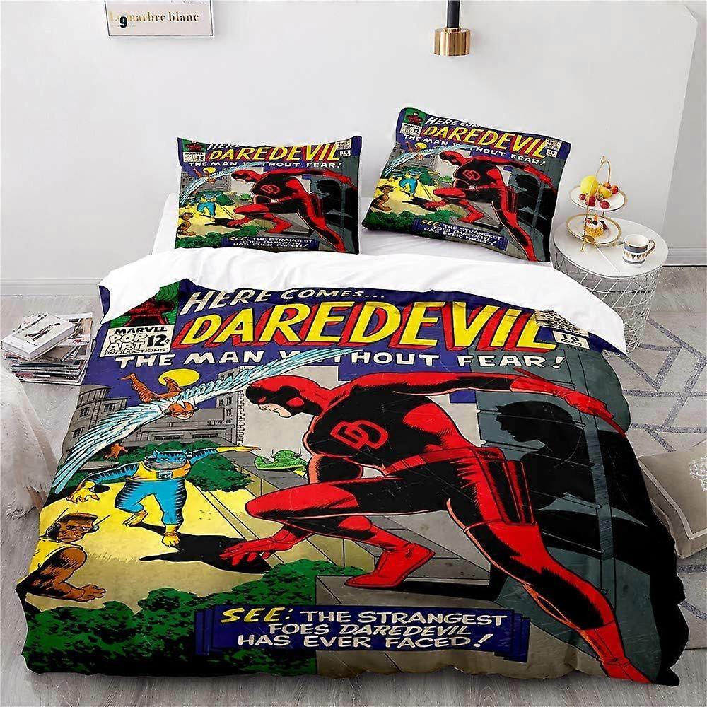 E11 Daredevil Duvet Cover Bedding Set - Duvet Cover and Pillowcase Microfibre 3D Digital Print Three-Piece Bed Linen R11