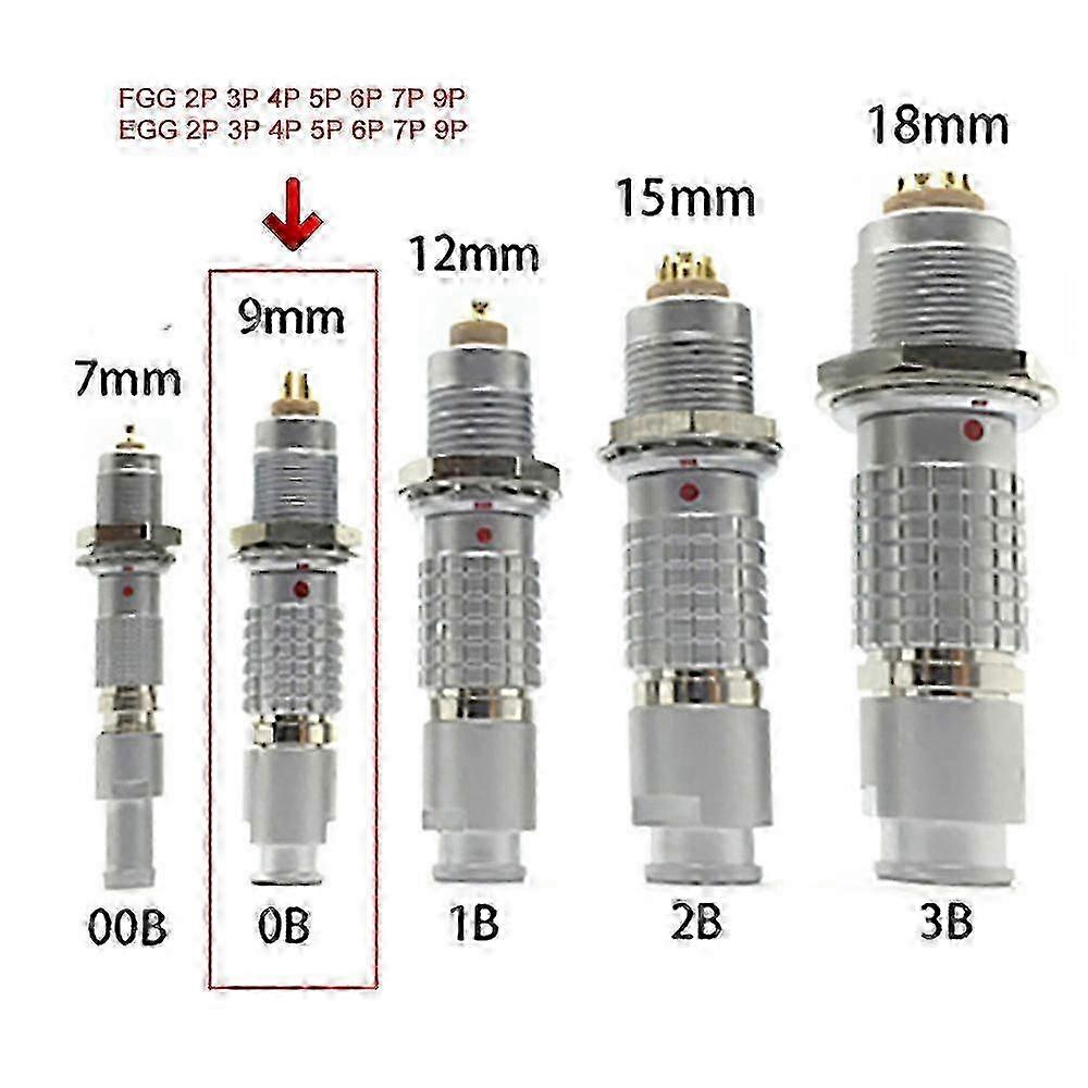 FGG 0B 2-9 Pins 9mm For LEMO 2pin Aviation Connector Plug and Socket,Push-Pull Self-Lock Power Cable