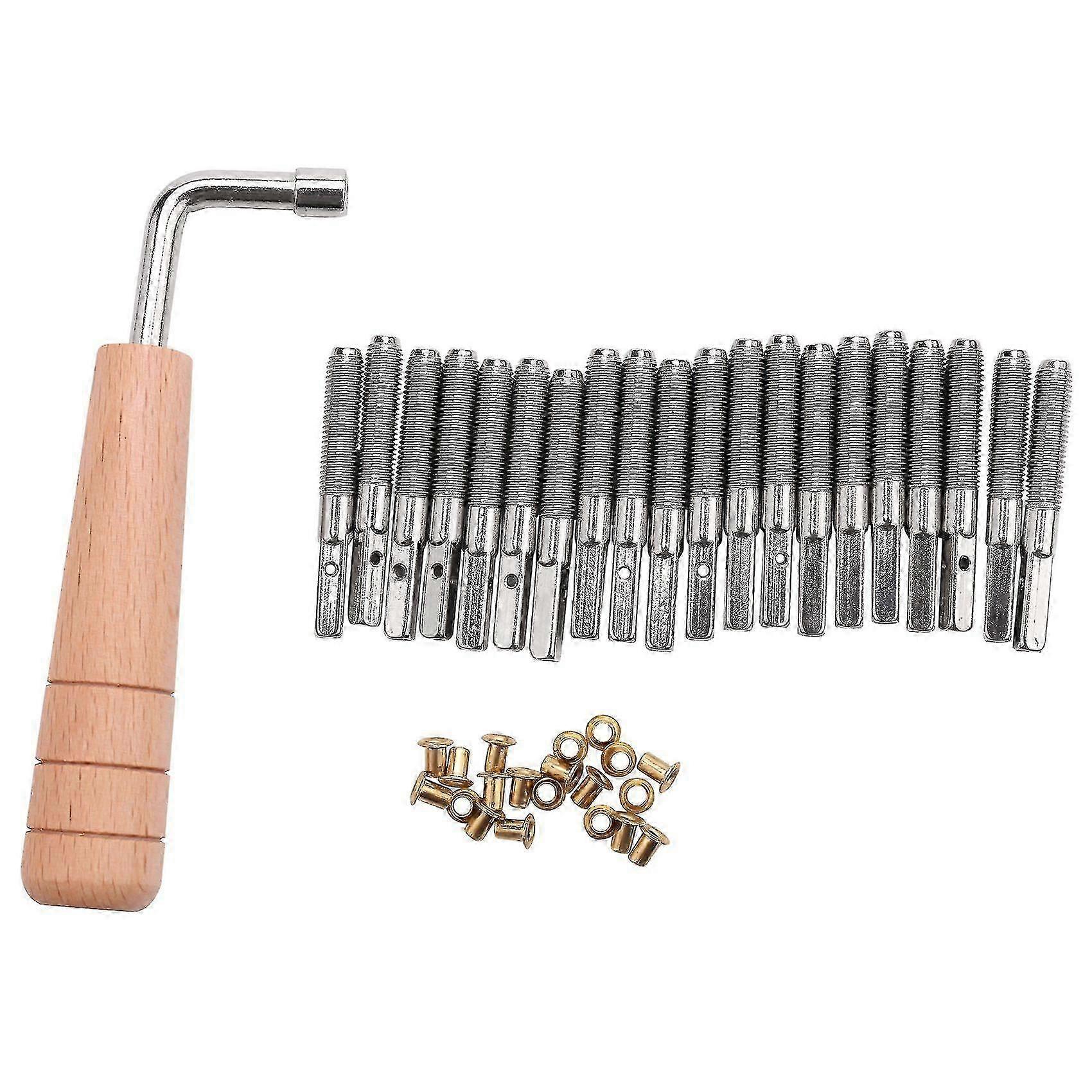 20 Pcs Tuning Pin Nails and 20Pcs Rivets,with L-Shape Tuning Wrench,for Lyre Harp Small Harp Musica