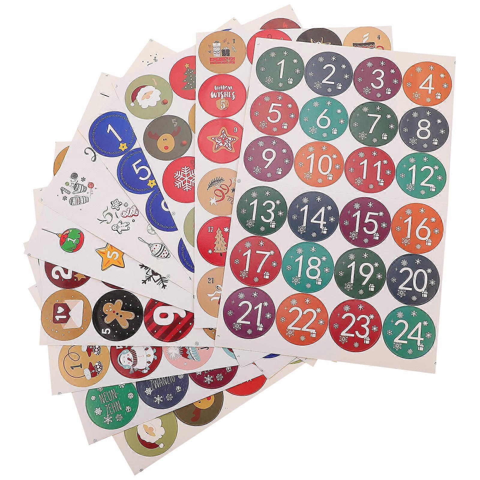 Christmas Stickers for Sealing Use 20 Sheets Advent Calendar Number Labels