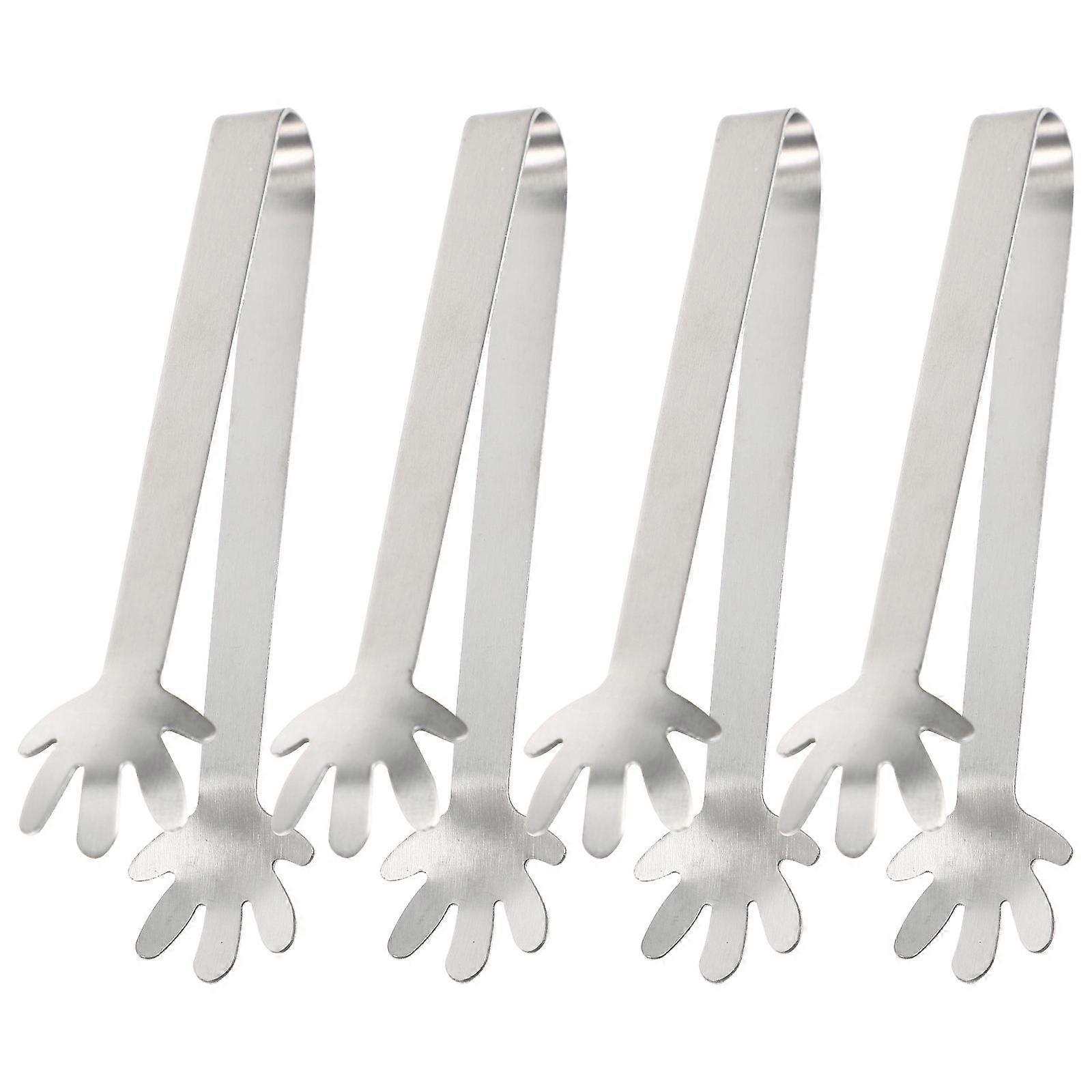 Stainless Steel Ice Clips Multi-Function Serving Tongs For Cafes Restaurants Bars 4Pcs
