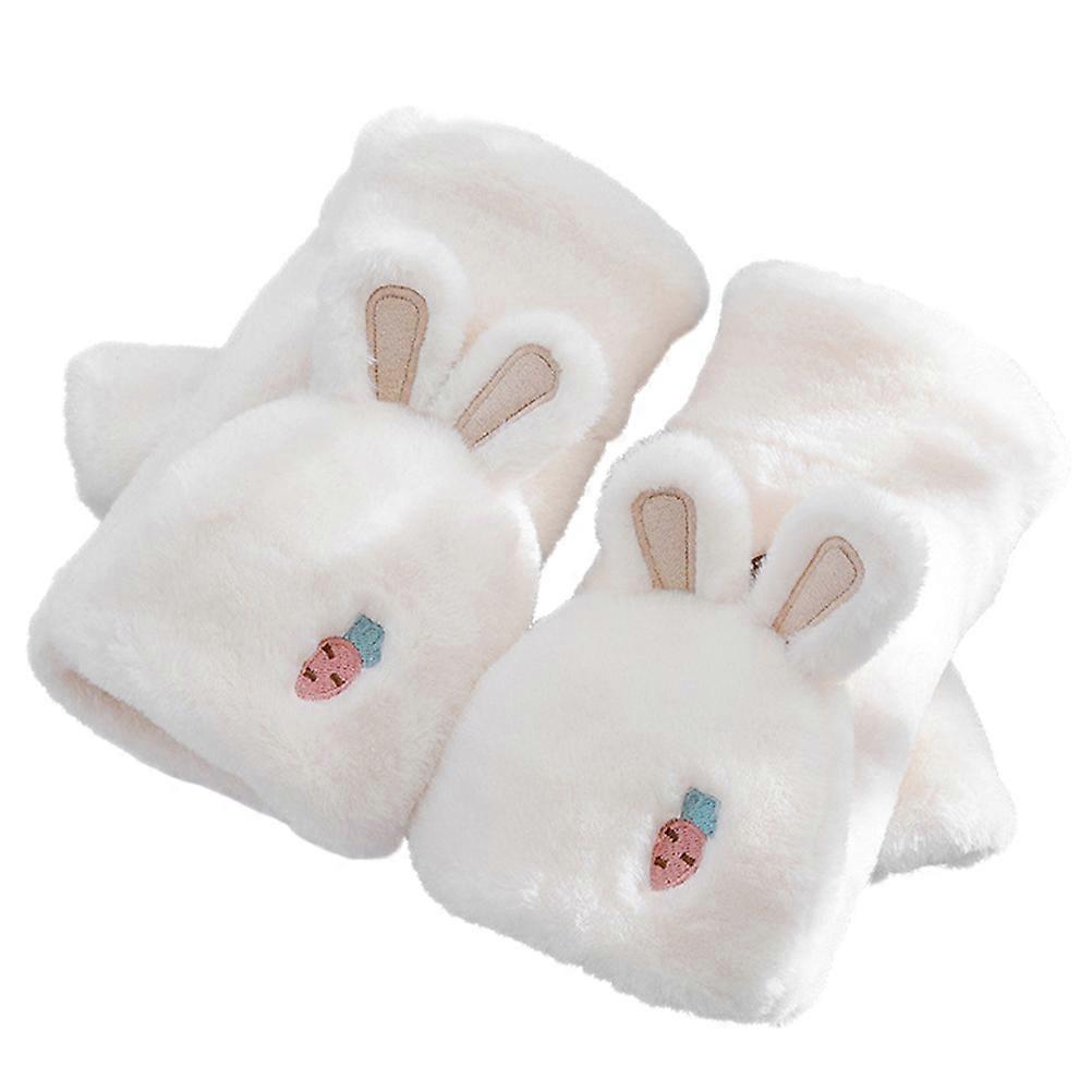 Warm White Polyester Fingerless Gloves for Hand Protection 3Pairs