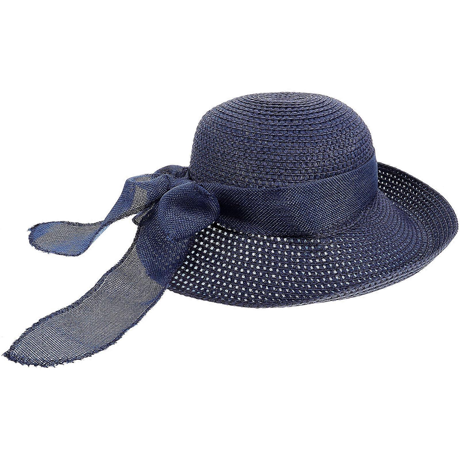 Beach Straw Hat Large Straw Hat with Bowknot for Decoration 2Pcs