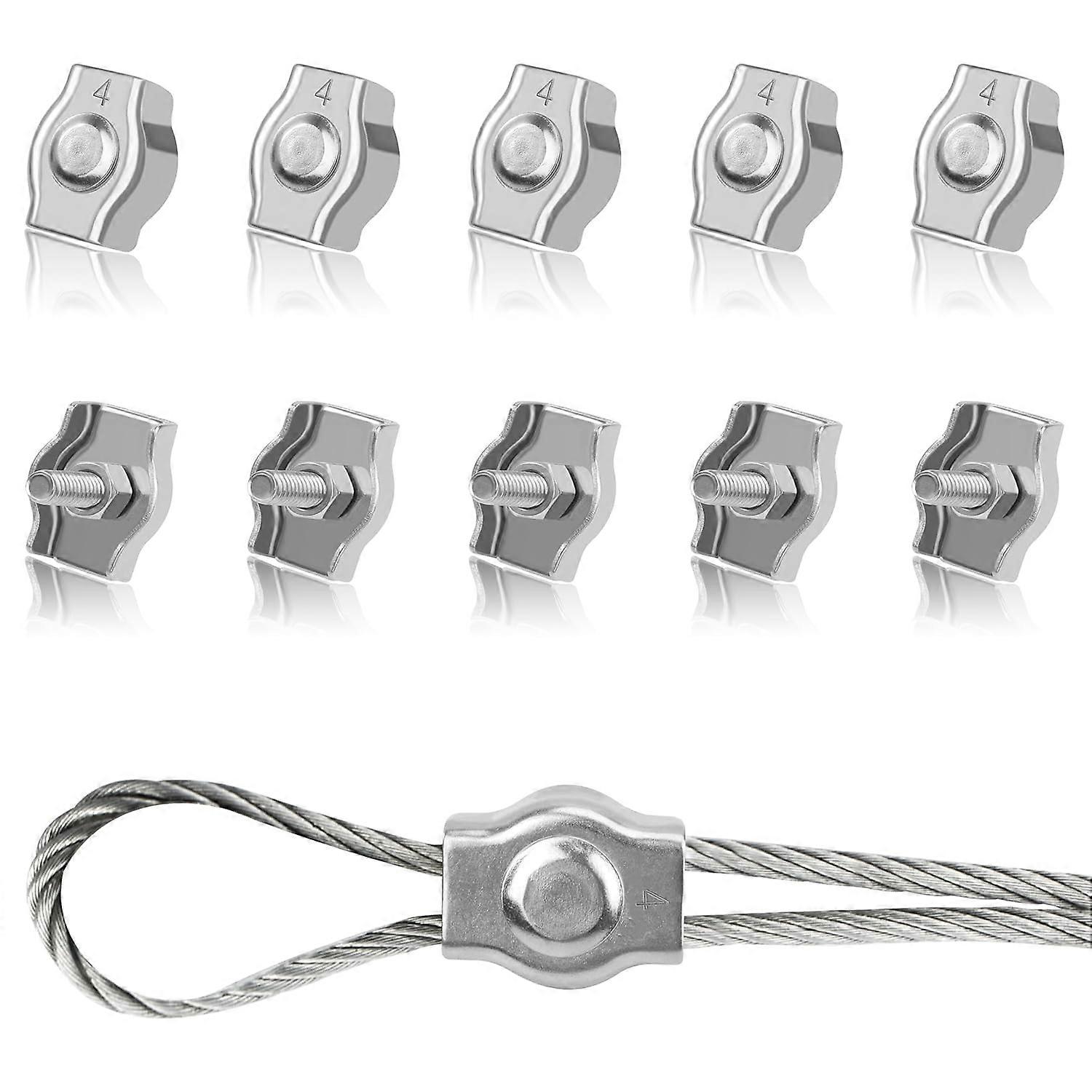 10Pcs M4 Stainless Steel Cable Clips Wire Rope Clamps Clips for Fixing