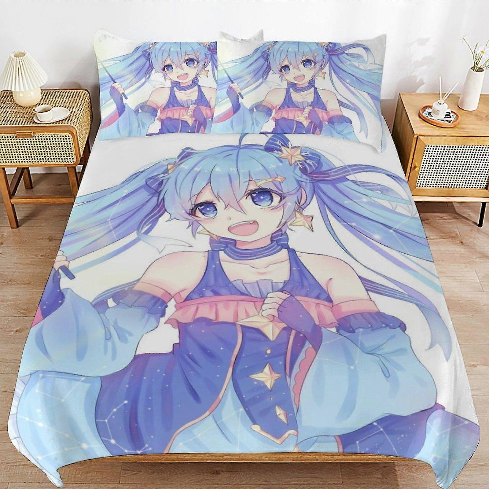 a531 Hatsune Miku Parure de lit avec housse de couette et fermeture éclair douce et confortable, tissage durable et lavable en machine b531