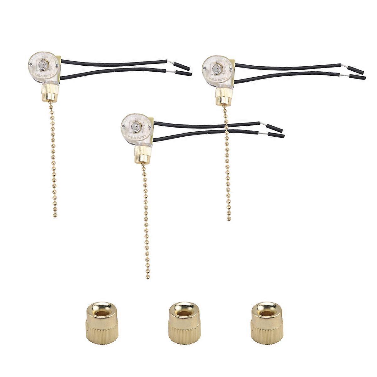 3Pack Ceiling Fan Light Switch ZE-109 Fan Switch (Brass)