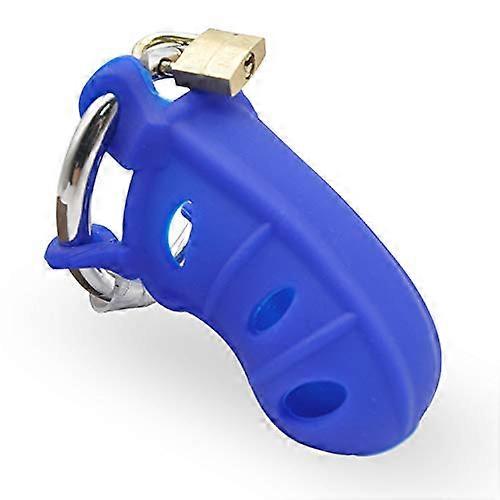 Silicone Chastity Cage With Stainless Steel Ring Model B49 Small Blue Lightweight Ergonomic Soft Breathable