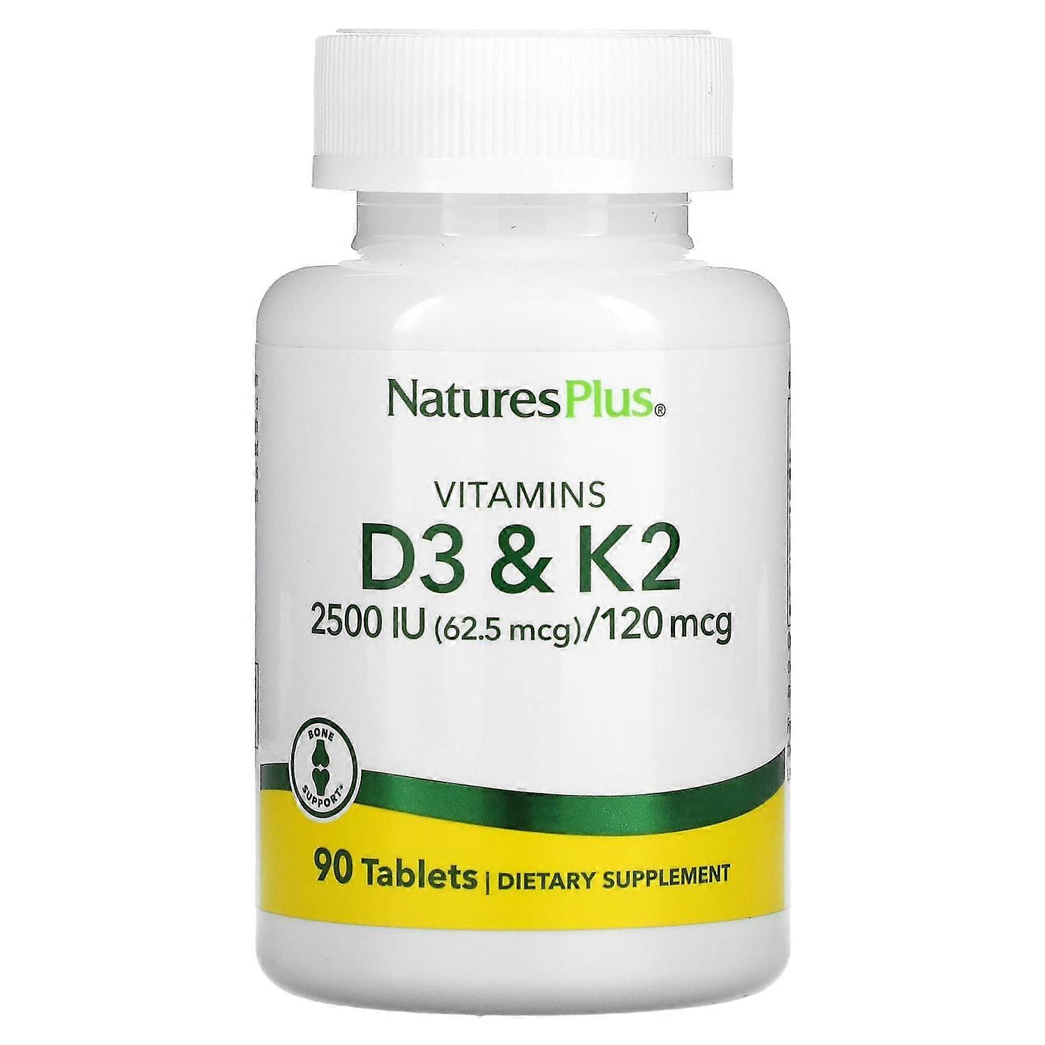 NaturesPlus, Vitamins D3 & K2, 90 Tablets