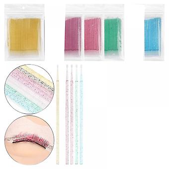 Veeki Multicolor combination 500 Pcs Disposable Micro Applicator Brush for Eyelash Extension, Lips Mascara Wands (yellow + blue + green+purple + rose 