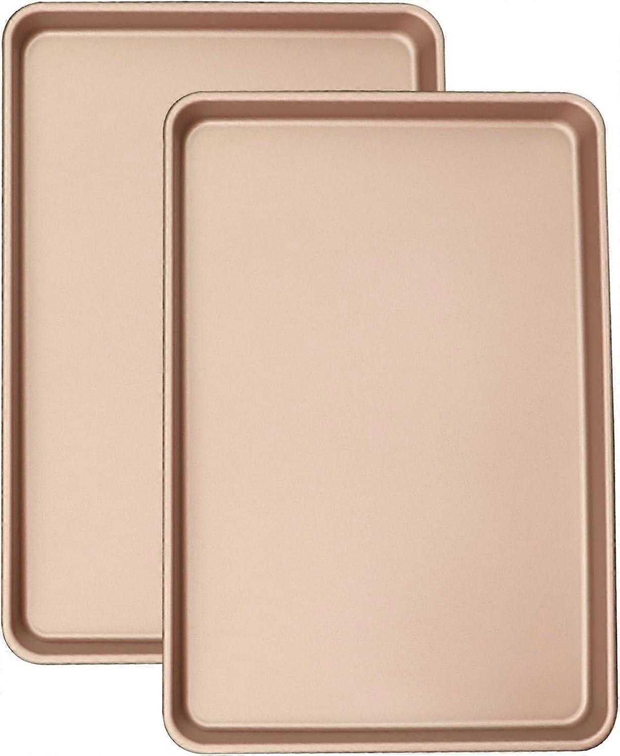 Large Sheet Pans Cookie Sheet Set,Baking Sheets for Oven Nonstick,Cookie Tray Baking Pan Set,11x16inch,2-Piece,Gold