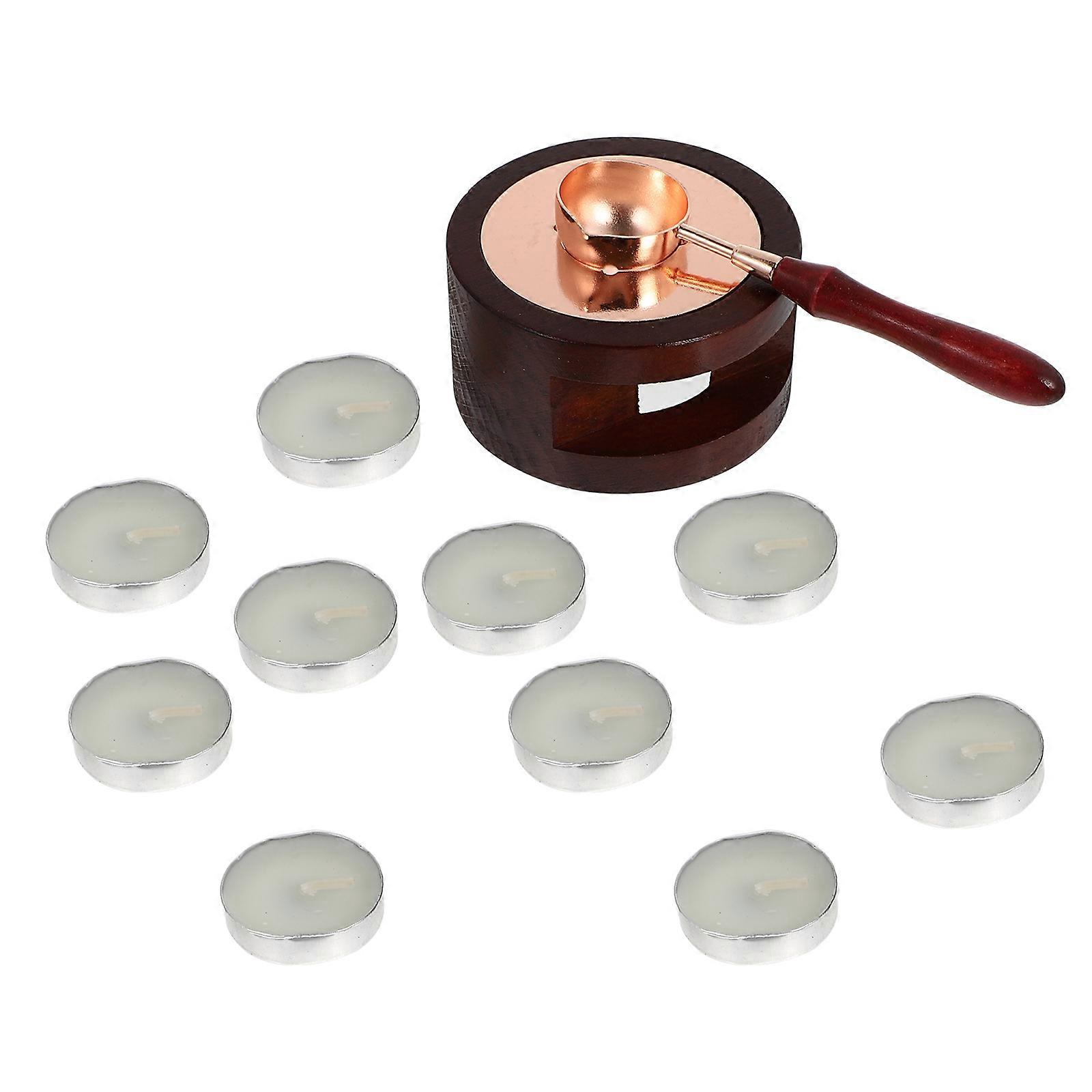 Wax Seal Spoon Wooden Lacquer Melting Tool For DIY Enthusiasts 7.5X7.5X4CM Sealing 1 Set