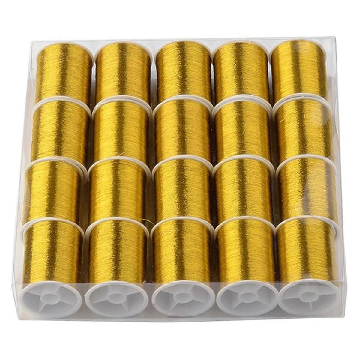 20 Rolls 1100M 0.1MM Thin Metallic Thread Shimmer Christmas Glitter Embroidery Floss String Polyester Tinsel Cord A