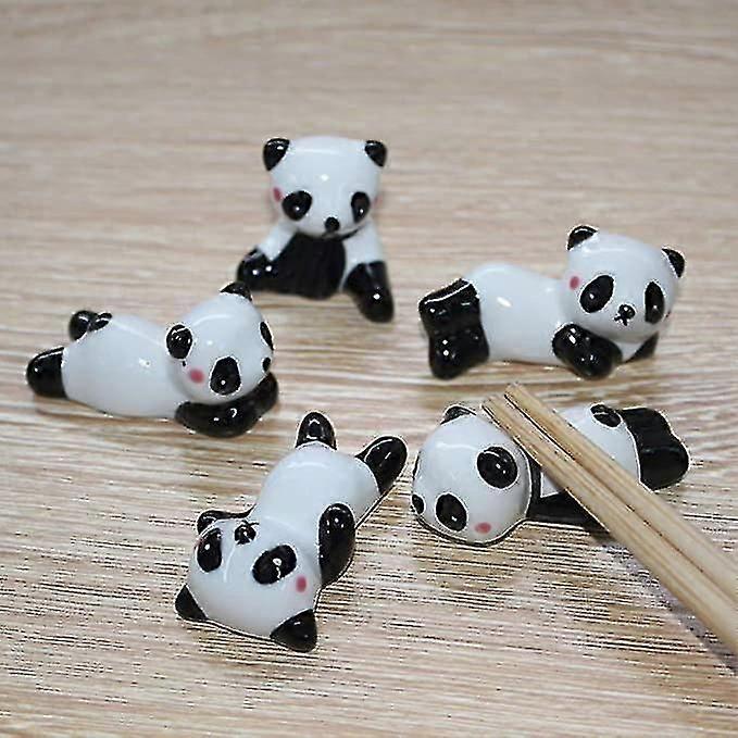 5pcs Chopsticks Rests Ceramic Panda Shape Cute Dinner Spoon Stand Fork Holder Rack Chopsticks Utensil Cutlery Stand Random Pattern