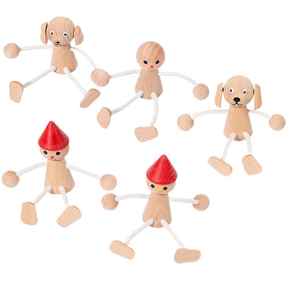 Assorted Color Wooden Peg Dolls Toy 15 Pcs Movable Limbs Home Use Elegant Detailing