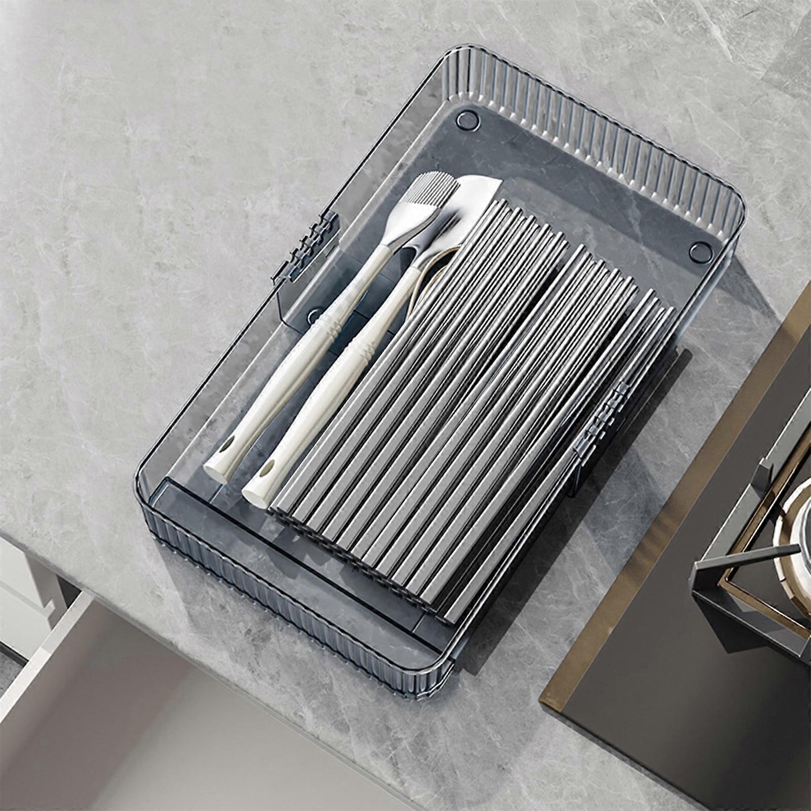 Bocqde Retractable Kitchen Drawer Organizer, Compatible with Utensil & Tableware Storage, Clear Plastic Dividers for Kitchen Essentials