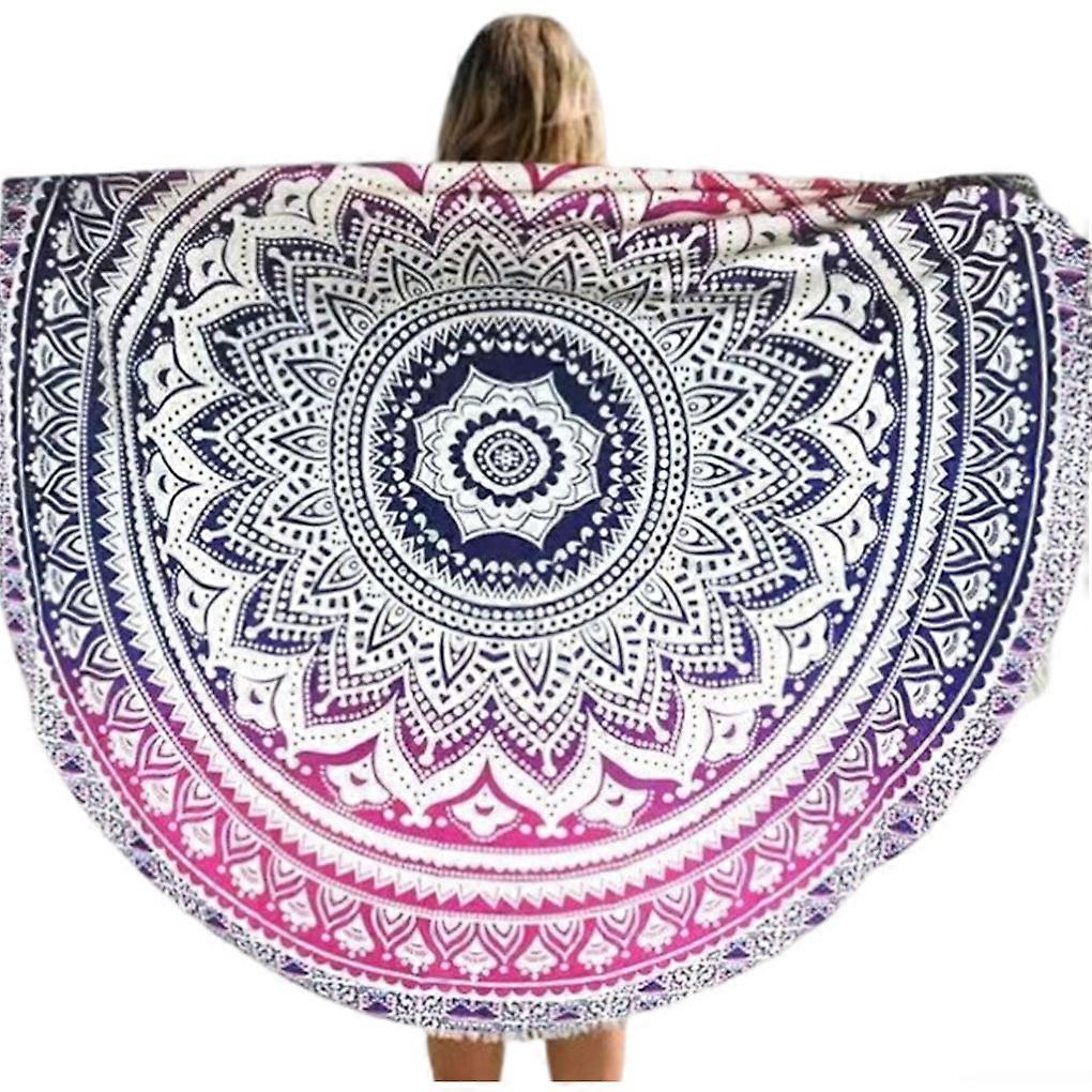 Fader Color Round Polyester Tippet Tablecloth Beach Towel Round Yoga Mat