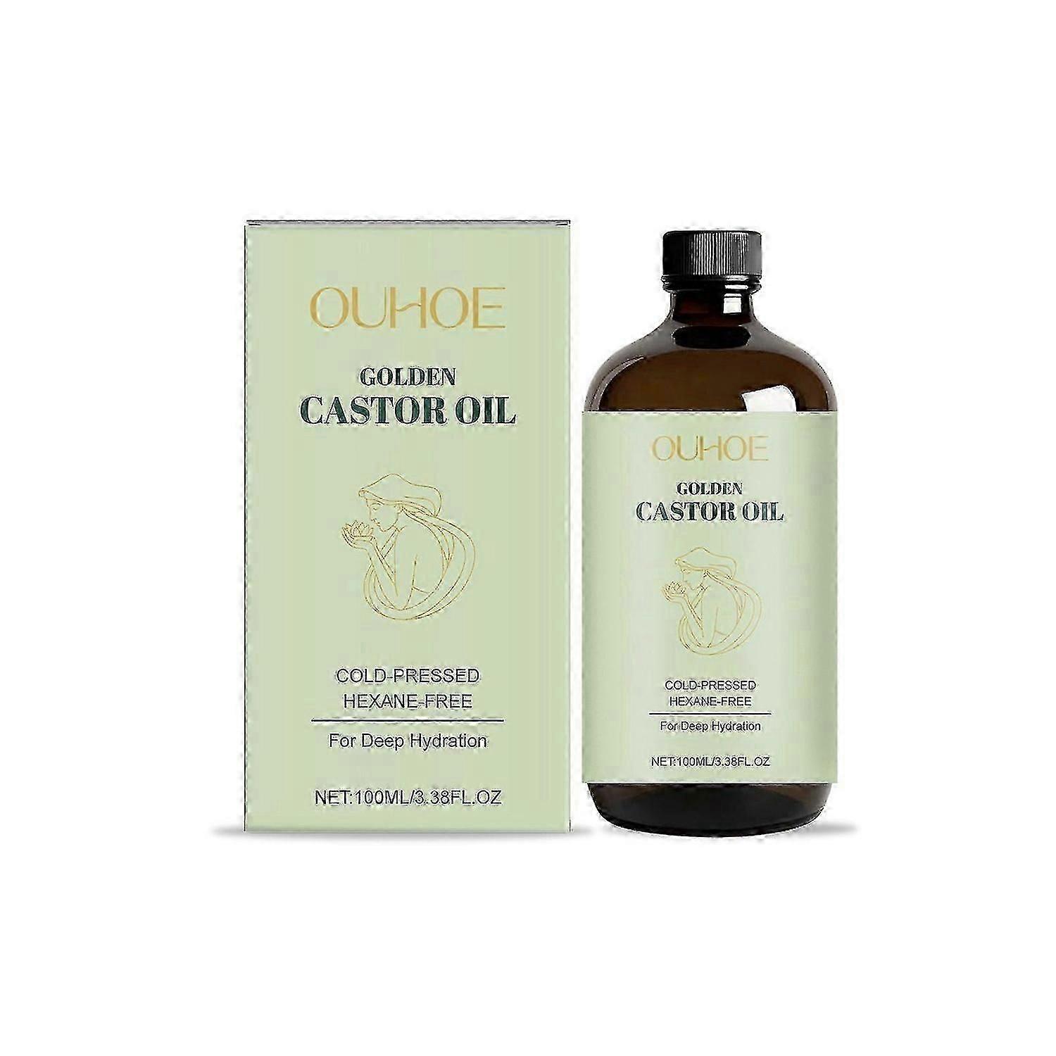 زيت الخروع العضوي 100 مل زيت الخروع المعصور على البارد خالي من الهكسان | يعزز نمو الشعر وتحسين الرموش والحواجب | مرطب للبشرة وفروة الرأس