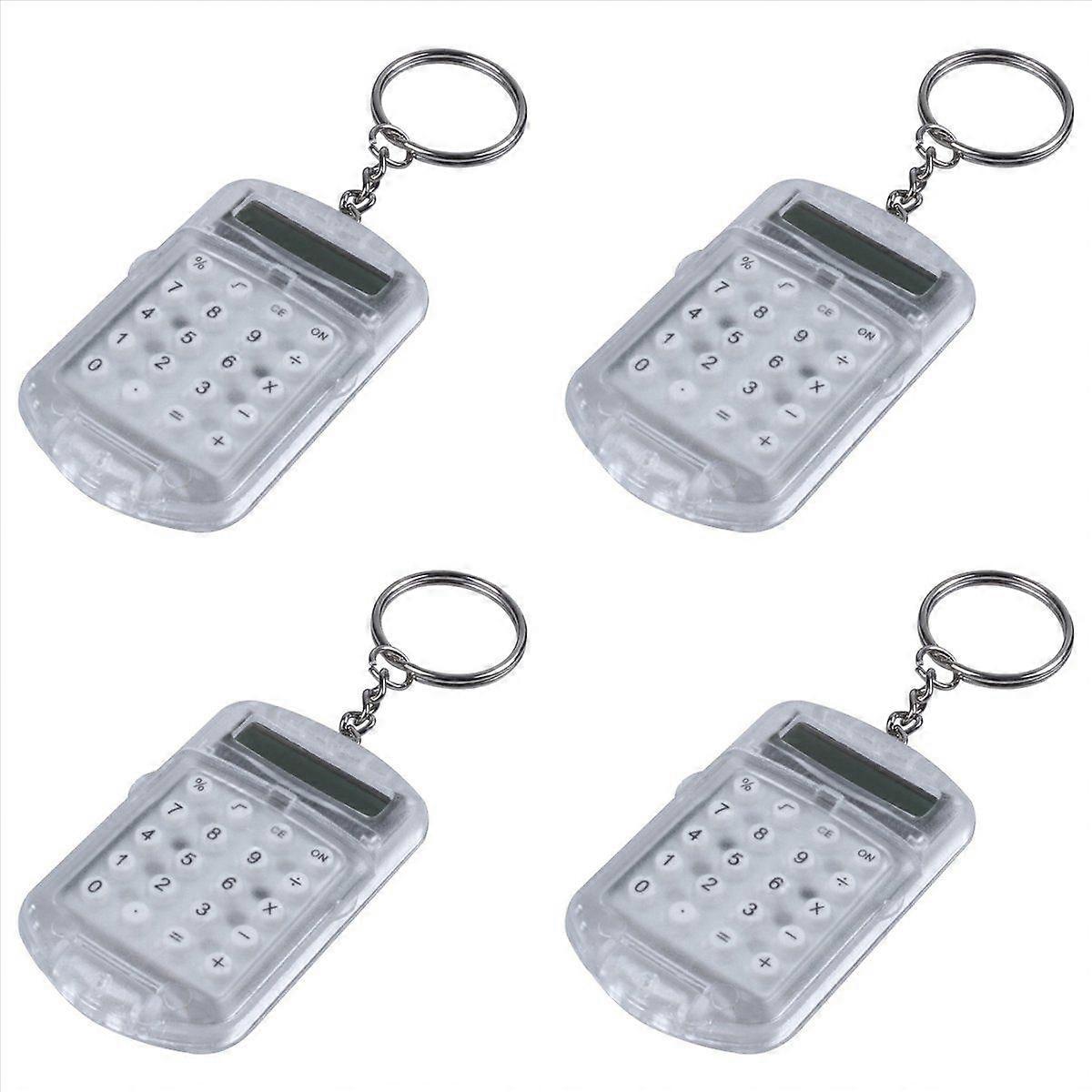 Clear Plastic Casing 8 Digits Electronic Mini Calculator w Keychain