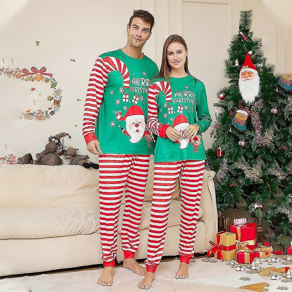 Ensemble de pyjama de Noël assorti pour enfants et adultes, vêtements de nuit imprimés à rayures de Noël