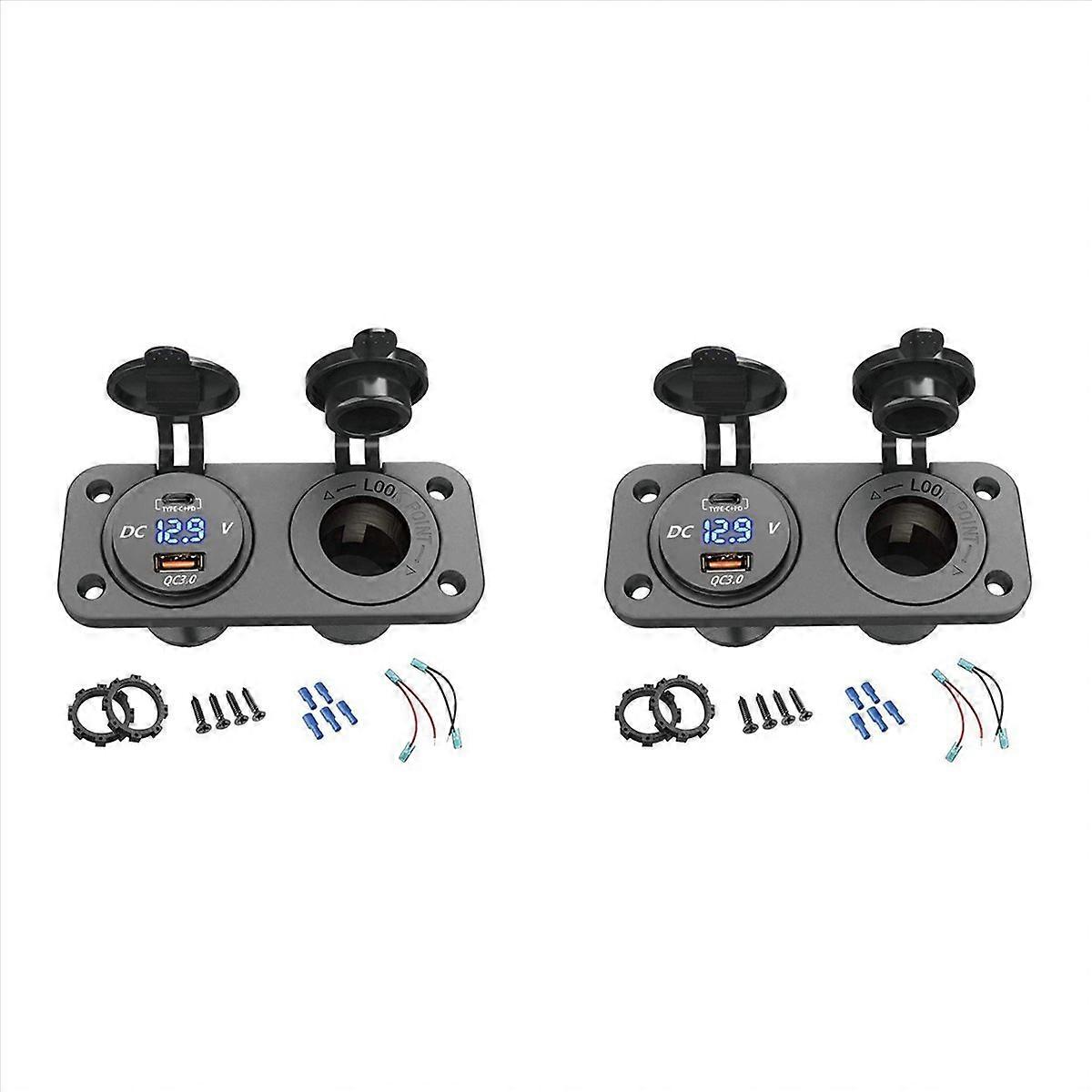 12V USB Type-C and QC3.0 Car USB Port Outlet Charger Socket for Car