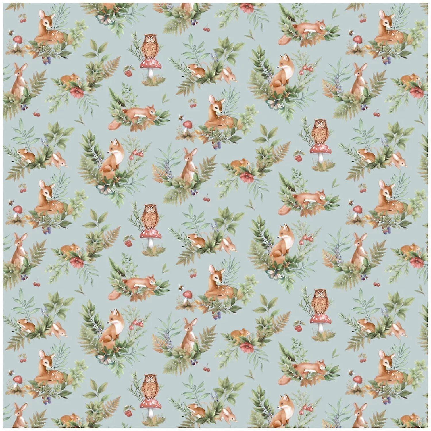Holden Decor Forest Friends Duckegg Blue Wallpaper