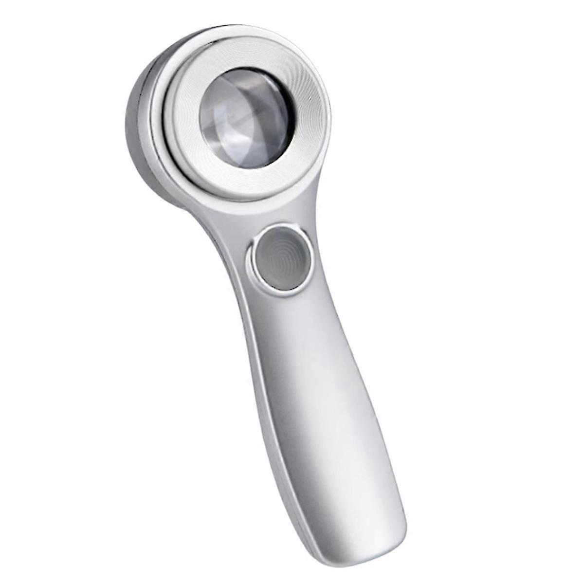 60X Handheld Magnifying Glass Uv Light Rechargeable Led Illuminated Lighted Magnifier for Coins Jewe