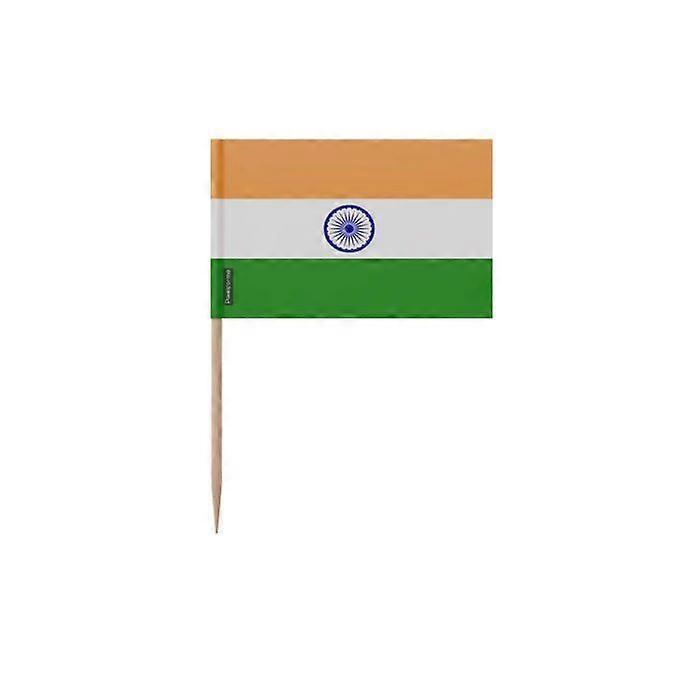Toothpicks Indian Flag - 8 cm - 100 pieces - Adhesive plastic - Bamboo stick - Pixelforma