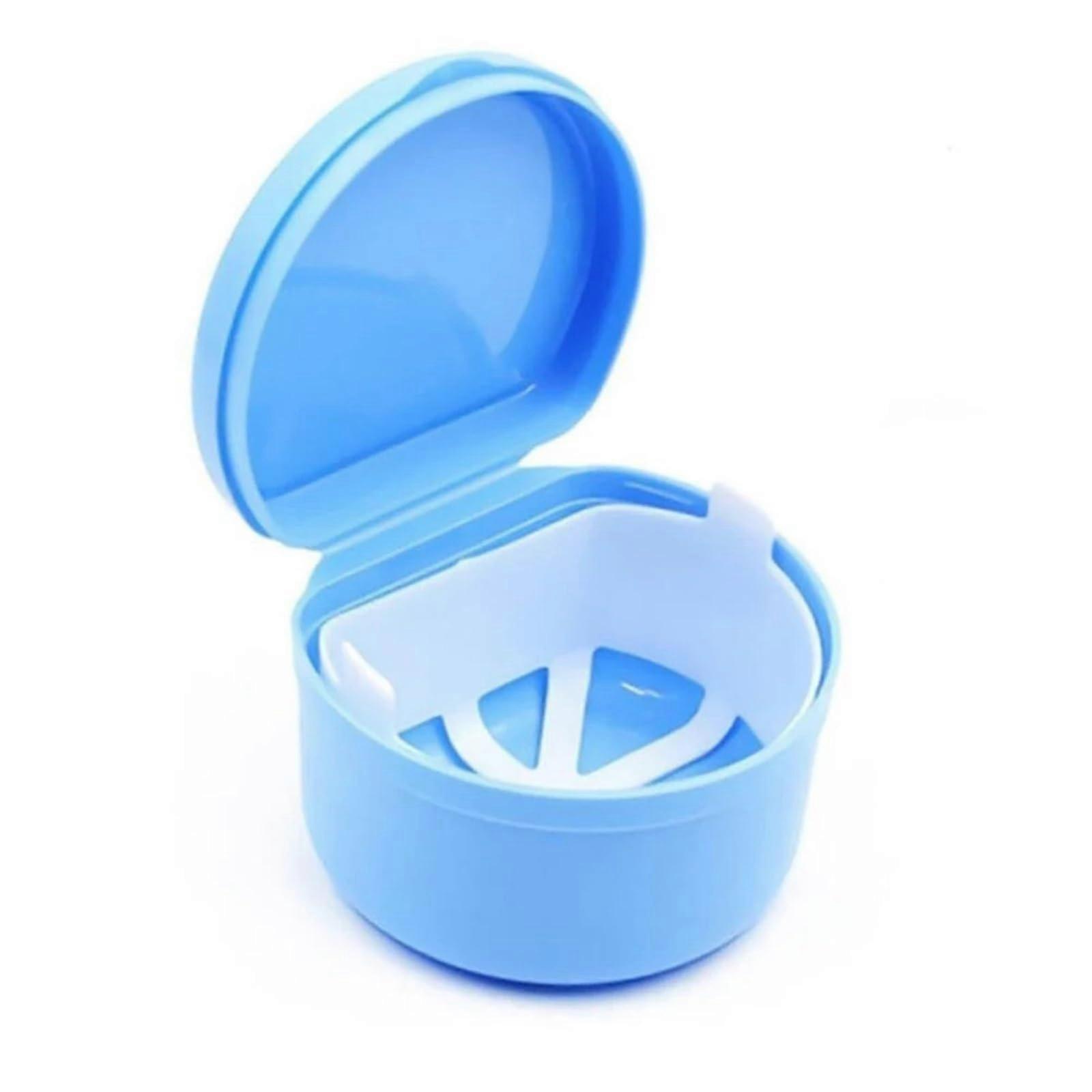 Denture Box For False Teeth Storage, Dental Bath Box, Blue Flower Design, Plastic Material