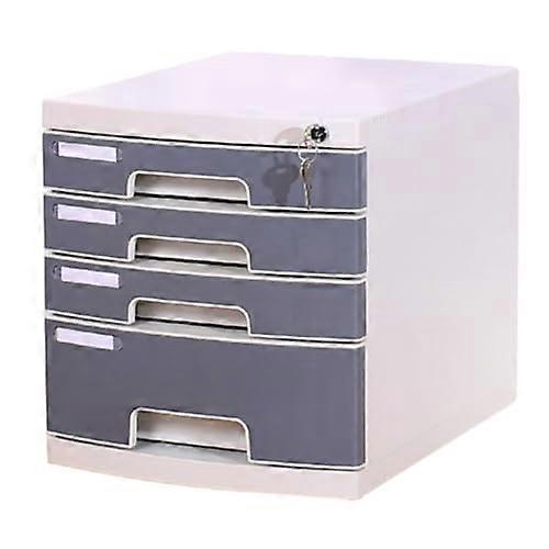 MultiLayer Plastic File Cabinet With Lock, 4Drawer Office Storage And Desktop Document Organizer For Home Office