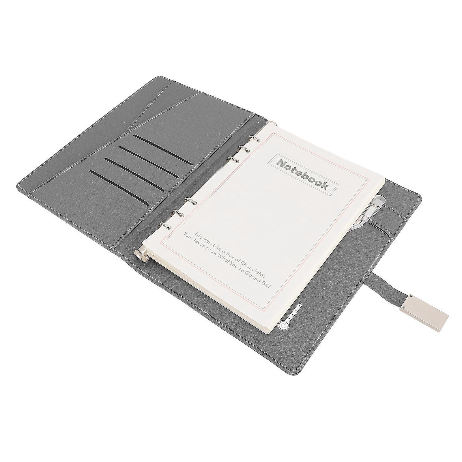 160 Pages Wireless Charging Notebook Smart Notebook 8000mAh Mobile Power Notebook with USB Flash Drive for Business Meetings Daily Study Gray (A5) 
