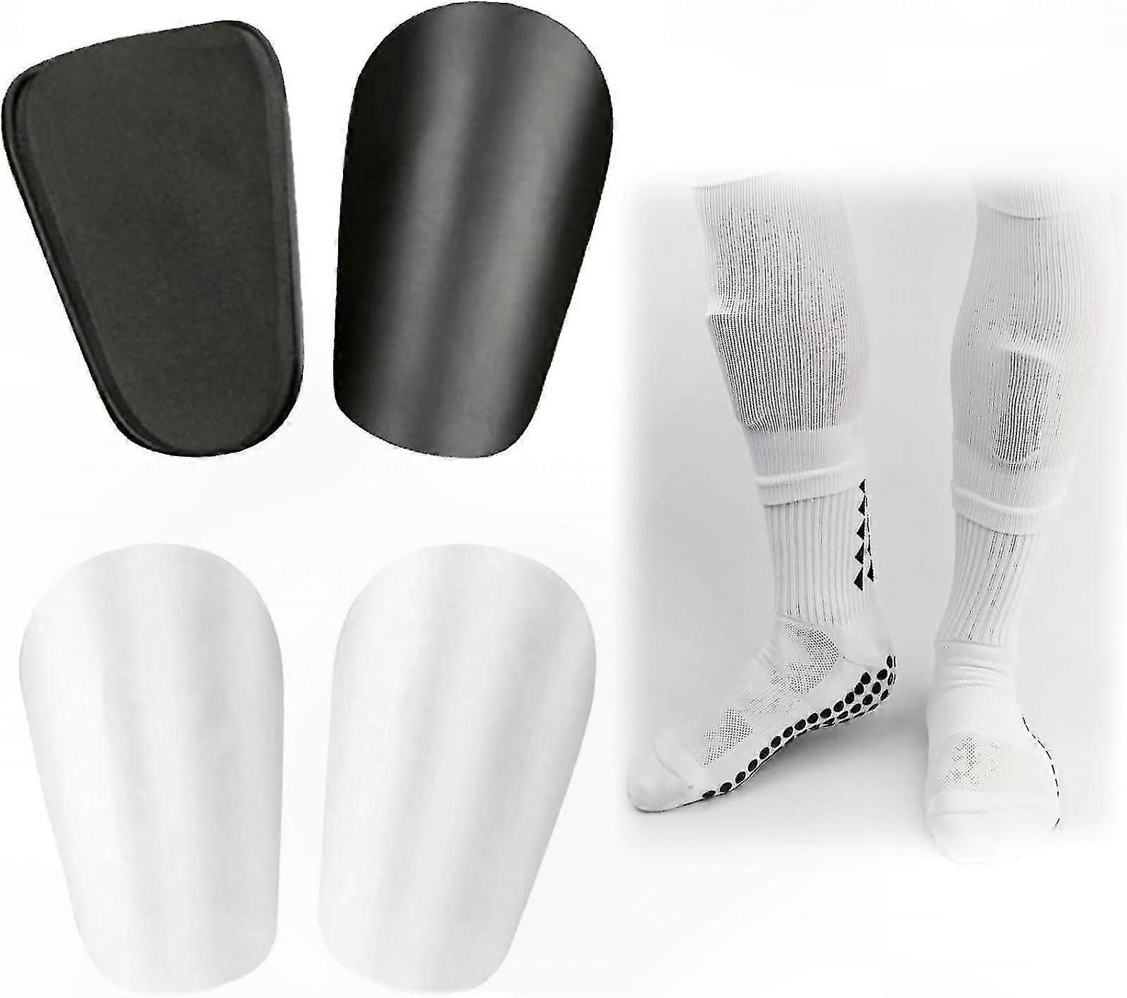 Unisex Mini Football Shin Guards with Anti-Slip Sleeves, 2 Pairs of Protective Soccer Shin Pads for All Levels