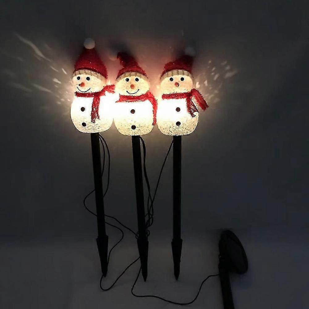 אורות חג מולד סולאריים תחת כיפת השמיים, סט של 3 אנשי שלג לפטיו, חצר, גינה, קישוטי חג המולד של הדשא
