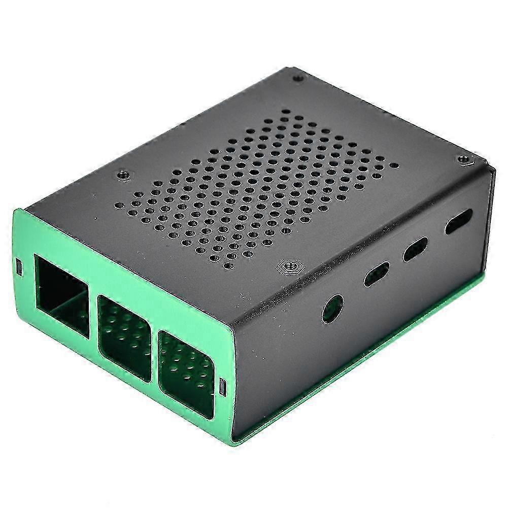 For Raspberry Pi 4 Model B Black Aluminum Case Box Enclosure with Heatsink Bracket (Green)