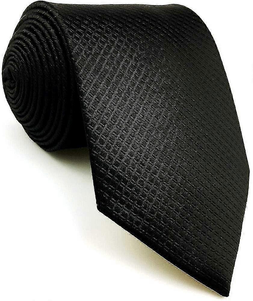Plain Black Men's Tie Classic Xl Thin