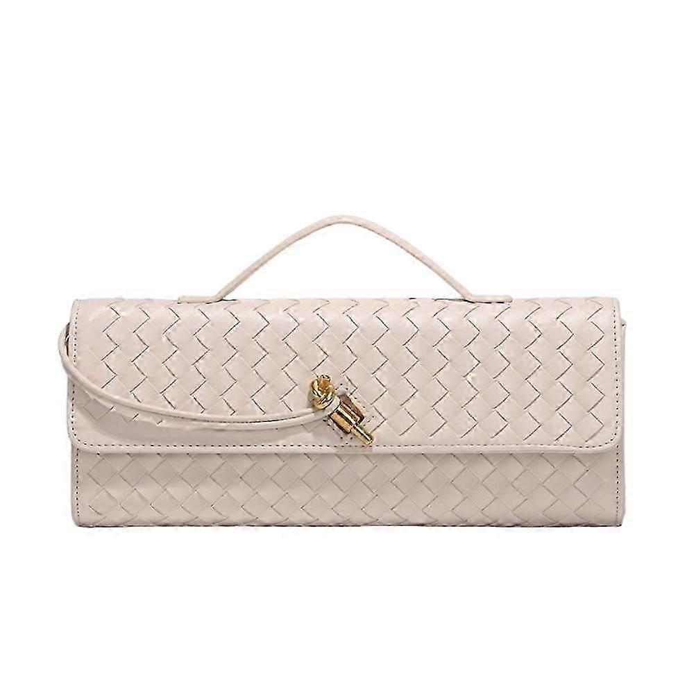 Naisten nahkainen clutch-laukku, jossa on punotut yksityiskohdat ja olkahihna