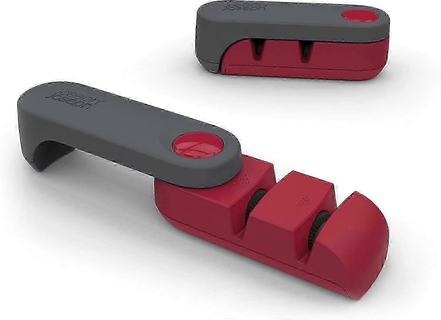 Compact Steel Blade Knife Sharpener - Gray and Red (1Pcs)Hwy