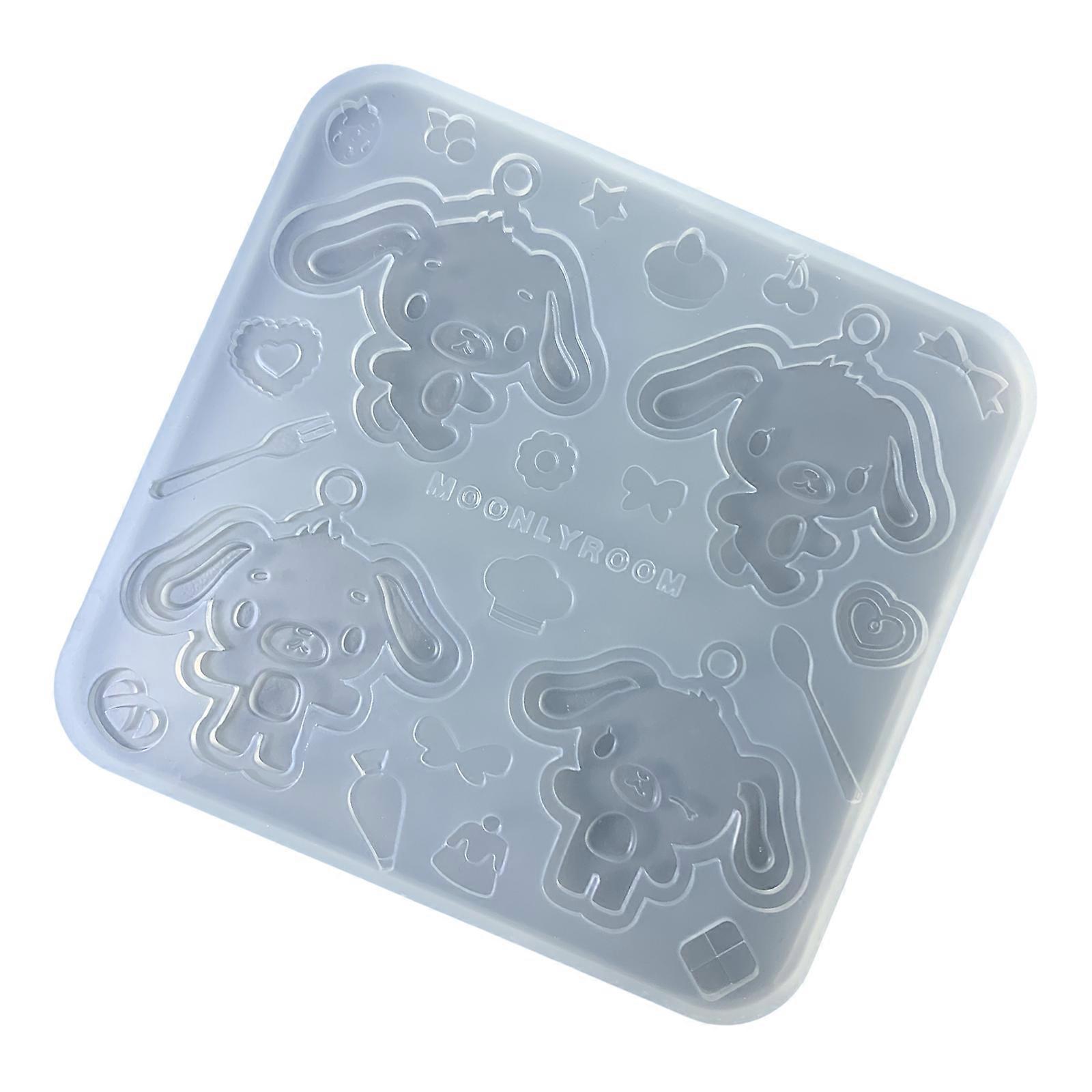 Silicone Resin Accessory Mold Rabbits and Keychain Mould Epoxy Resin Molds with Holes Unique Jewelry Making Tool Multicolor