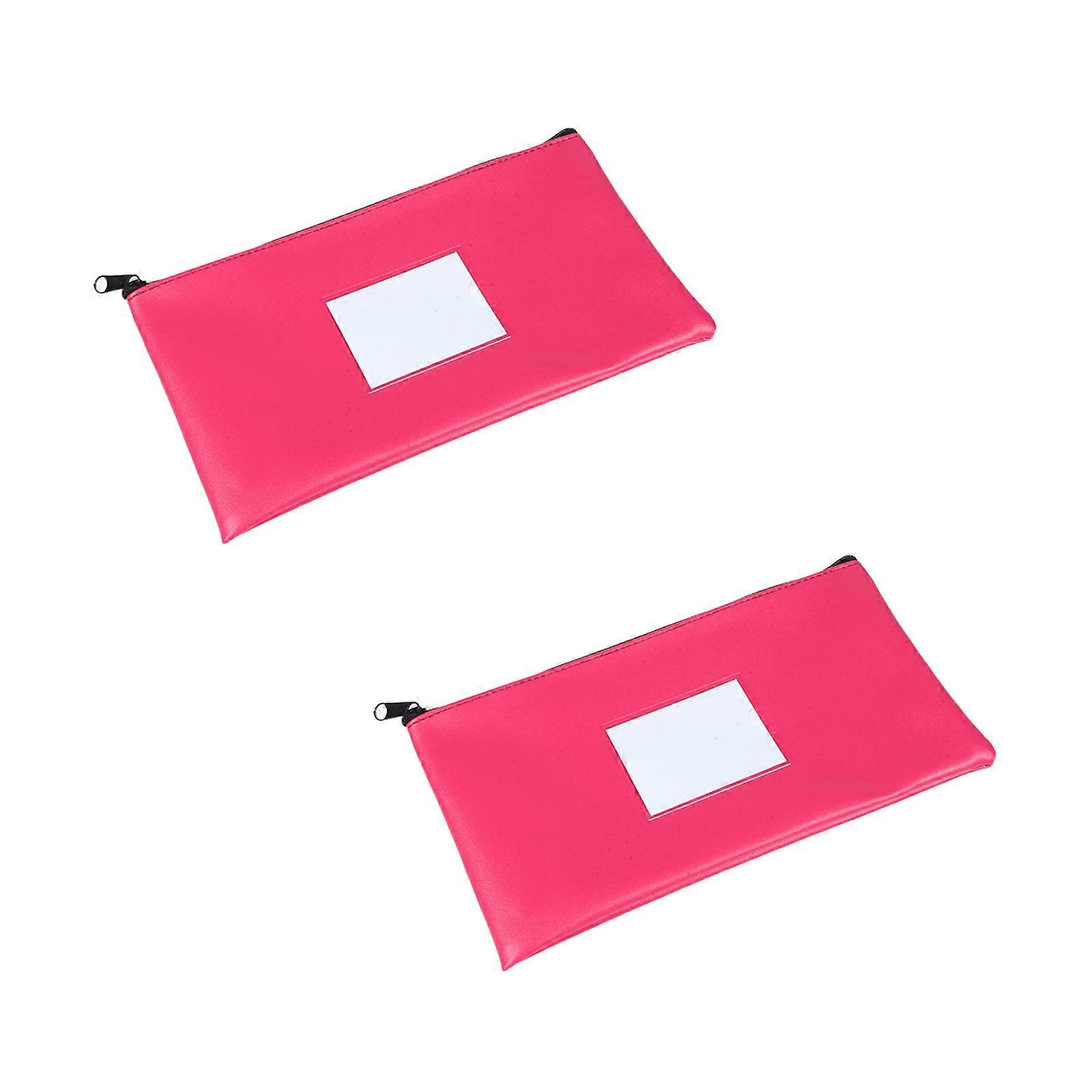 Premium PU Document Possessor With Multiple Card Slots Scene Pocket For Office Supplies Storage  Rose red