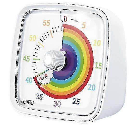 Alarm clock60-minute Visual Timer With Night Light, Countdown Timer,pomodoro Timer With Rainbow Pattern For Kids And Adult_s White