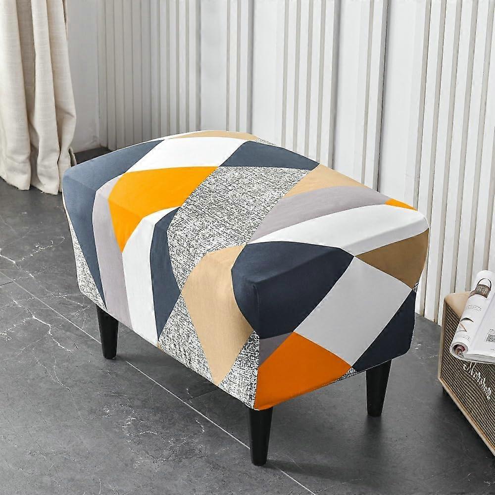 Stretch Ottoman Slipcover with Elastic Bottom, Rectangular Footrest Protector 15.7'x23.6' A14